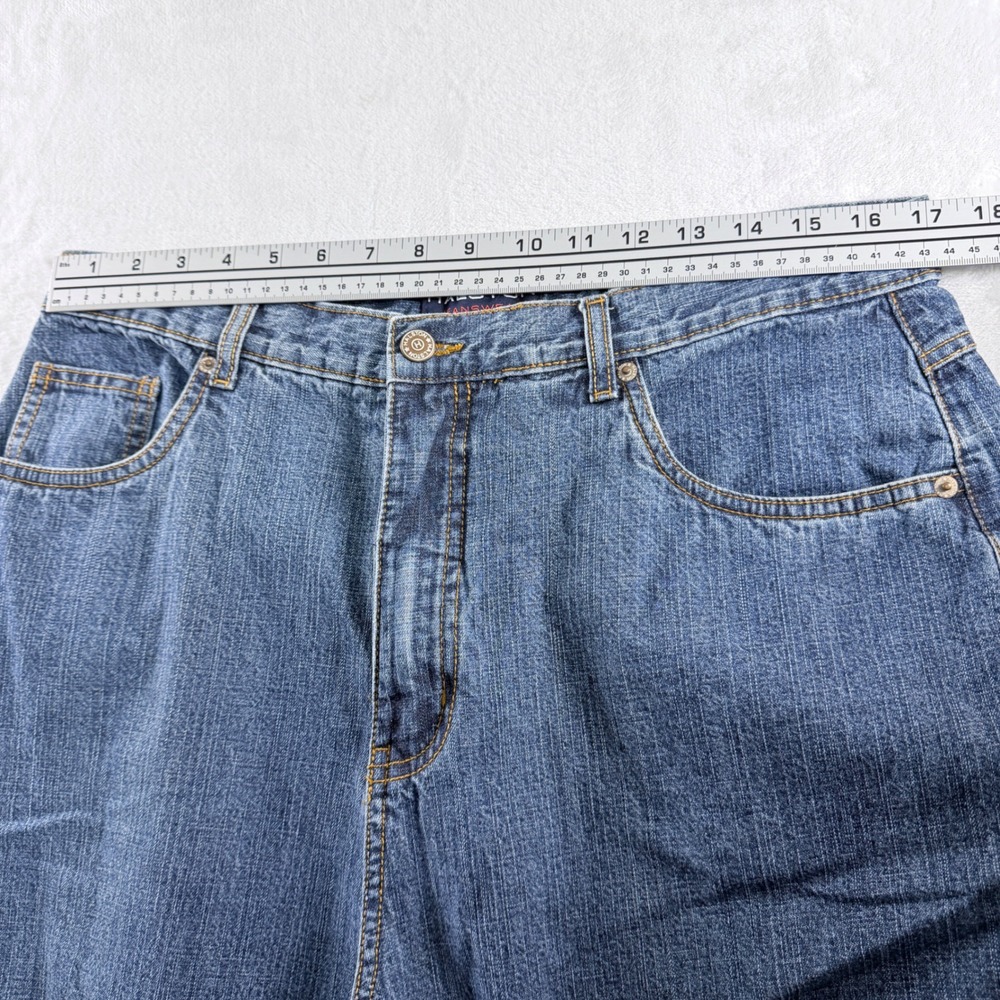 Y2K Jeanswear Cropped Denim Jeans Medium Wash Side Slit Size 16 - Picture 4 of 8